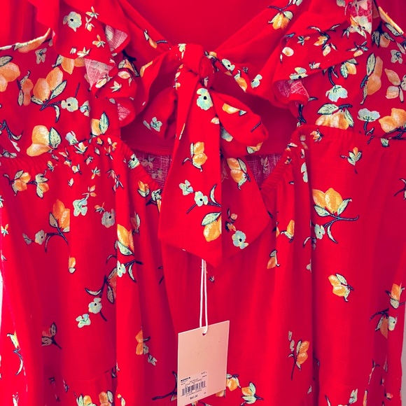 LC Lauren Conrad Ruffle-Sleeve Fit & Flare Dress - Red Lemon Orchard - Picture 8 of 11